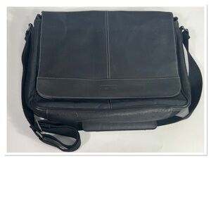 Kenneth Cole Leather and Canvas Crossbody Messenger Laptop Bag